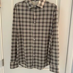 "The Edison" Olive, Light Blue, & White Plaid Button Down - Medium